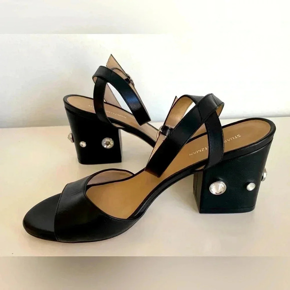 Stuart Weitzman Allshine Block 75 Leather Sandal - Picture 7 of 8